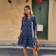 New style, fashionable, fresh, printed high waisted A-line dress