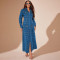 Women's new denim long sleeved lapel cardigan jacket style dress