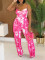 Women's suit printed tassel lace camisole jumpsuit two-piece set for summer