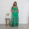 Fashionable solid color splicing strap casual straight leg pants (pants only, not top)