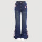 Women's bow jeans, loose straight leg wide leg pants, long pants