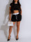 Women's sports knitted shorts set two-piece set sexy hot pants short T summer