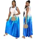 Large women's sleeveless round neck elegant dress