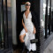 Fashionable new V-neck lace long dress, summer sexy sleeveless backless dress for women