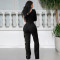 Fashionable women's temperament, tight fitting single shoulder bead wrapped arm jumpsuit