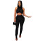 Two piece fashionable round neck sexy sleeveless short top paired with slim pencil pants