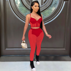 Women's sexy mesh patchwork bra and pants set