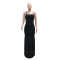 Sexy suspender rhinestone polyester mesh dress, hip hugging long skirt for women