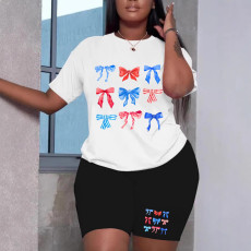 Large size women's street fashion trendsetters print large size women's two-piece set