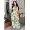 Fashionable women's casual sexy deep V-neck backless printed jumpsuit