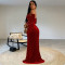 Fashionable women's sexy slim fit bag arm rhinestone split dress