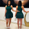 Sexy sleeveless round neck pleated skirt, short skirt, fashionable casual skirt