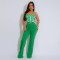Strapless short top paired with solid color pants, slim fit two-piece set for foreign trade women's casual wear