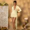 New V-neck women's hip hugging short skirt for foreign trade summer lace patchwork lace pleated dress