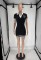 Fashionable quality lapel short sleeved dress with sexy short skirt