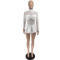 New fashion style elegant slim fit bubble skirt long sleeved mesh dress