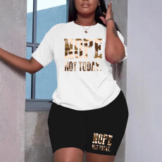 Large size women's street fashion trendsetters print large size women's two-piece set