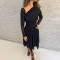 New hot selling sexy mesh patchwork ruffle edge irregular waist cinching dress