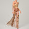 Summer sexy women's suspender long dress, European and American spicy girl slit strapless chiffon dress