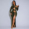 Fashionable black tight dress, new sexy hollow slit dress, long skirt