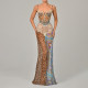 Summer sexy women's suspender long dress, European and American spicy girl slit strapless chiffon dress