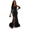 Fashionable women's sexy slim fit bag arm rhinestone split dress