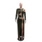 Fashionable black tight dress, new sexy hollow slit dress, long skirt