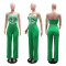 Strapless short top paired with solid color pants, slim fit two-piece set for foreign trade women's casual wear