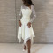 New hot selling sexy mesh patchwork ruffle edge irregular waist cinching dress