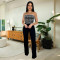 Fashionable women's sexy strapless backless high waisted straight leg jumpsuit