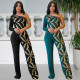 Fashionable women's temperament, tight fitting single shoulder bead wrapped arm jumpsuit