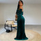 Fashionable women's sexy slim fit bag arm rhinestone split dress