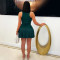 Sexy sleeveless round neck pleated skirt, short skirt, fashionable casual skirt