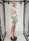 Solid color sexy fur collar trendy lace up top, tight elastic shorts set