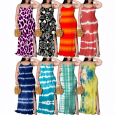 U-neck slim fit camisole dress with ins style spicy girl beautiful back slit fashion plus size dress