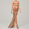 Summer sexy women's suspender long dress, European and American spicy girl slit strapless chiffon dress