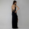 Summer temperament ribbon women's long skirt sexy backless high slit ruffle edge slim fit dress