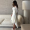 New hot selling sexy mesh patchwork ruffle edge irregular waist cinching dress