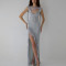 Summer temperament ribbon women's long skirt sexy backless high slit ruffle edge slim fit dress