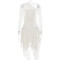 New hot selling sexy mesh patchwork ruffle edge irregular waist cinching dress