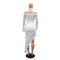 New strapless dress similar to irregular dress, solid color long skirt for women
