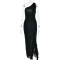 Fashionable temperament pleated long skirt, female sexy sloping shoulder lace backless slit dress