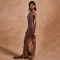 Summer new hot selling ladies' long dress, foreign trade sexy slit sleeveless chiffon dress