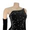Fashionable women's sexy slim fit bag arm rhinestone split dress