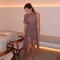 Summer new hot selling ladies' long dress, foreign trade sexy slit sleeveless chiffon dress