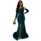 Fashionable women's sexy slim fit bag arm rhinestone split dress
