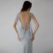 Summer temperament ribbon women's long skirt sexy backless high slit ruffle edge slim fit dress