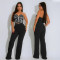 Strapless short top paired with solid color pants, slim fit two-piece set for foreign trade women's casual wear