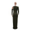 Fashionable black tight dress, new sexy hollow slit dress, long skirt