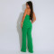 Strapless short top paired with solid color pants, slim fit two-piece set for foreign trade women's casual wear